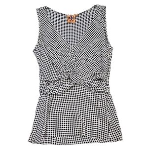 Tory Burch Tan and Black Polka Dots Silk Sleeveless Tank Top Size 4